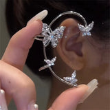 Elf Butterfly Ear Cuff Zircon Crystal Ear Clip Wedding Jewelry