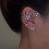 Elf Butterfly Ear Cuff Zircon Crystal Ear Clip Wedding Jewelry