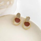 Geometric Multicolor Disc Clip On Earrings Non Pierced