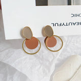 Geometric Multicolor Disc Clip On Earrings Non Pierced