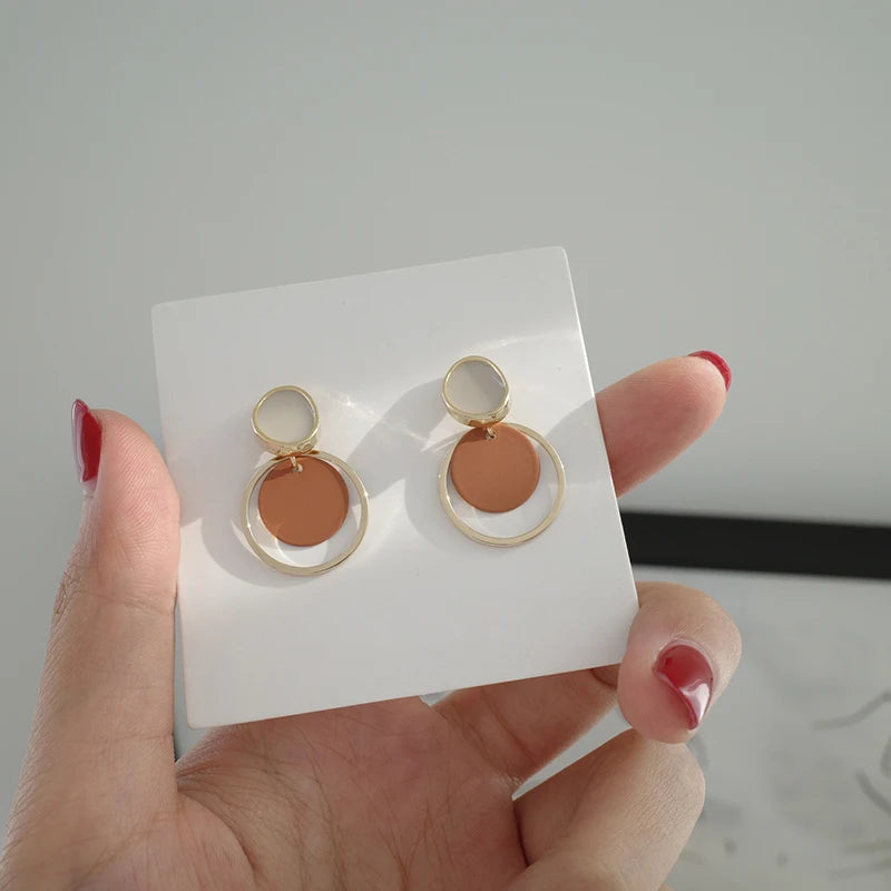 Geometric Multicolor Disc Clip On Earrings Non Pierced
