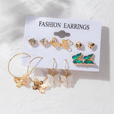Crystal Zircon Circle Earrings Set - Women's Pearl Hoop Jewelry