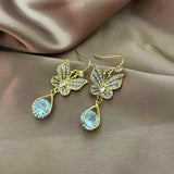 Butterfly Owl Drop Earring Geometric Pearl Rhinestone Wedding Jewelry