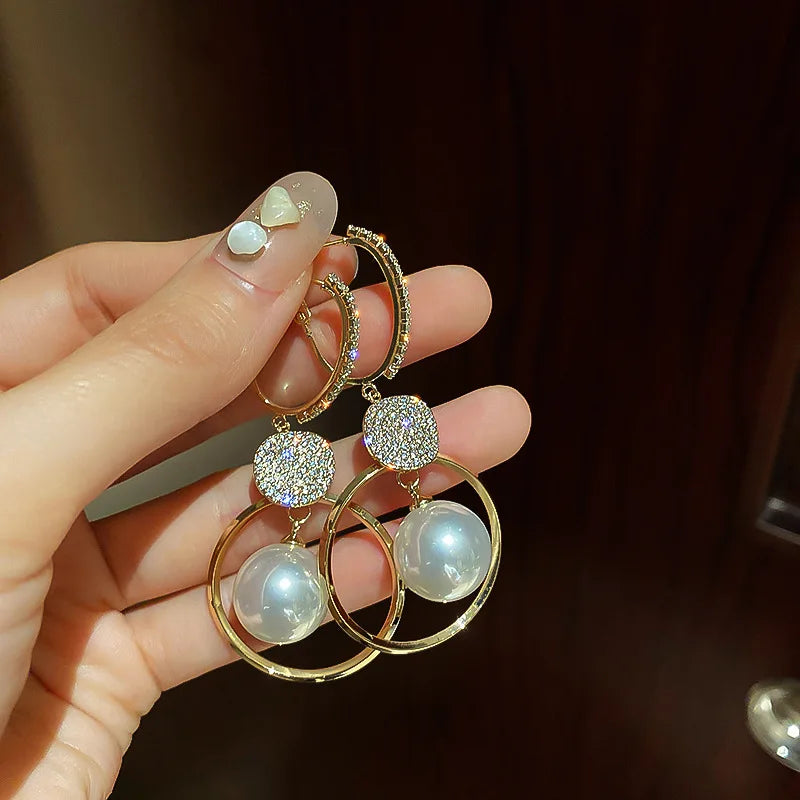 Butterfly Owl Drop Earring Geometric Pearl Rhinestone Wedding Jewelry