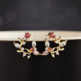 Flower Butterfly Earrings AAA Zircon Stud Earring Girl Sweet Jewelry