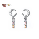 Water Drop Pendant Silver Moon Hoop Earrings Minimalist Jewelry