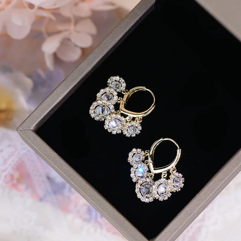 Zircon Tassels Earrings Charm 14K Plating for Lady Temperament