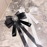Lace Bowknot Brooches Crystal Rhinestone Collar Pin Luxury Jewelry