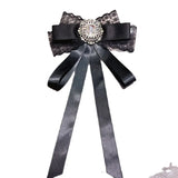 Lace Bowknot Brooches Crystal Rhinestone Collar Pin Luxury Jewelry