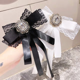 Lace Bowknot Brooches Crystal Rhinestone Collar Pin Luxury Jewelry