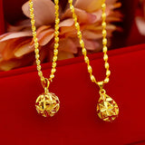 14K Necklace Women's Wedding Jewelry Round Ball Droplet Chain Pendant Necklace