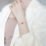 925 Silver Red Agate Heart Shape Necklace for Women Fine Jewelry