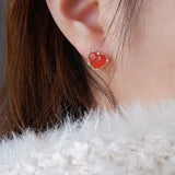 925 Silver Red Agate Heart Shape Necklace for Women Fine Jewelry
