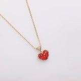 925 Silver Red Agate Heart Shape Necklace for Women Fine Jewelry