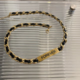 Titanium Steel Necklace with Patchwork Letters for Women