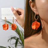 Acrylic Rose Petals Flower Dangle Earrings Wedding Party Jewelry