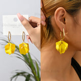 Acrylic Rose Petals Flower Dangle Earrings Wedding Party Jewelry