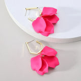 Acrylic Rose Petals Flower Dangle Earrings Wedding Party Jewelry