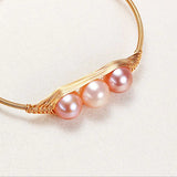 Freshwater Pearl Bangle Bracelet Adjustable Jewelry Gift