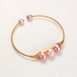 Freshwater Pearl Bangle Bracelet Adjustable Jewelry Gift