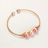 Freshwater Pearl Bangle Bracelet Adjustable Jewelry Gift