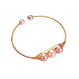 Freshwater Pearl Bangle Bracelet Adjustable Jewelry Gift