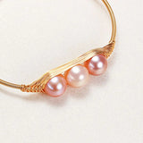 Freshwater Pearl Bangle Bracelet Adjustable Jewelry Gift