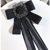 Bow Tie Brooches Pins Fabric Crystal Bows Necktie Female Shirt Collar