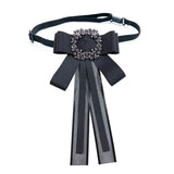 Bow Tie Brooches Pins Fabric Crystal Bows Necktie Female Shirt Collar