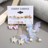 Butterfly Drop Earrings Set Acrylic Resin Hoop Star Heart Round