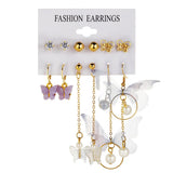Butterfly Drop Earrings Set Acrylic Resin Hoop Star Heart Round