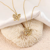 Butterfly Pendant Necklace Chain Golden Crystal Statement Zircon Goth Jewelry
