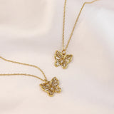 Butterfly Pendant Necklace Chain Golden Crystal Statement Zircon Goth Jewelry
