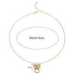 Butterfly Pendant Necklace Chain Golden Crystal Statement Zircon Goth Jewelry