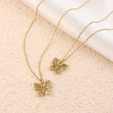 Butterfly Pendant Necklace Chain Golden Crystal Statement Zircon Goth Jewelry
