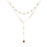 Double Layer Star/Heart Pendant Choker Necklace for Women Girls