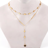 Double Layer Star/Heart Pendant Choker Necklace for Women Girls