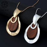Wood Geometric Pendant Necklace Gothic Jewelry