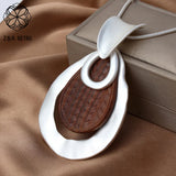 Wood Geometric Pendant Necklace Gothic Jewelry