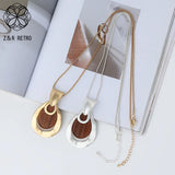 Wood Geometric Pendant Necklace Gothic Jewelry