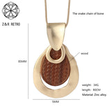 Wood Geometric Pendant Necklace Gothic Jewelry