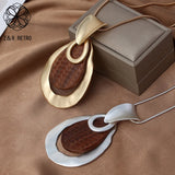 Wood Geometric Pendant Necklace Gothic Jewelry