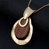 Wood Geometric Pendant Necklace Gothic Jewelry
