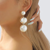 Colored Pearl Ball Necklace Tassel Hoop Earrings Hip Hop Street Jewelry Sets
