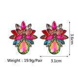 Colorful Clear Crystal Stud Earrings Flower Pendant Jewelry For Women