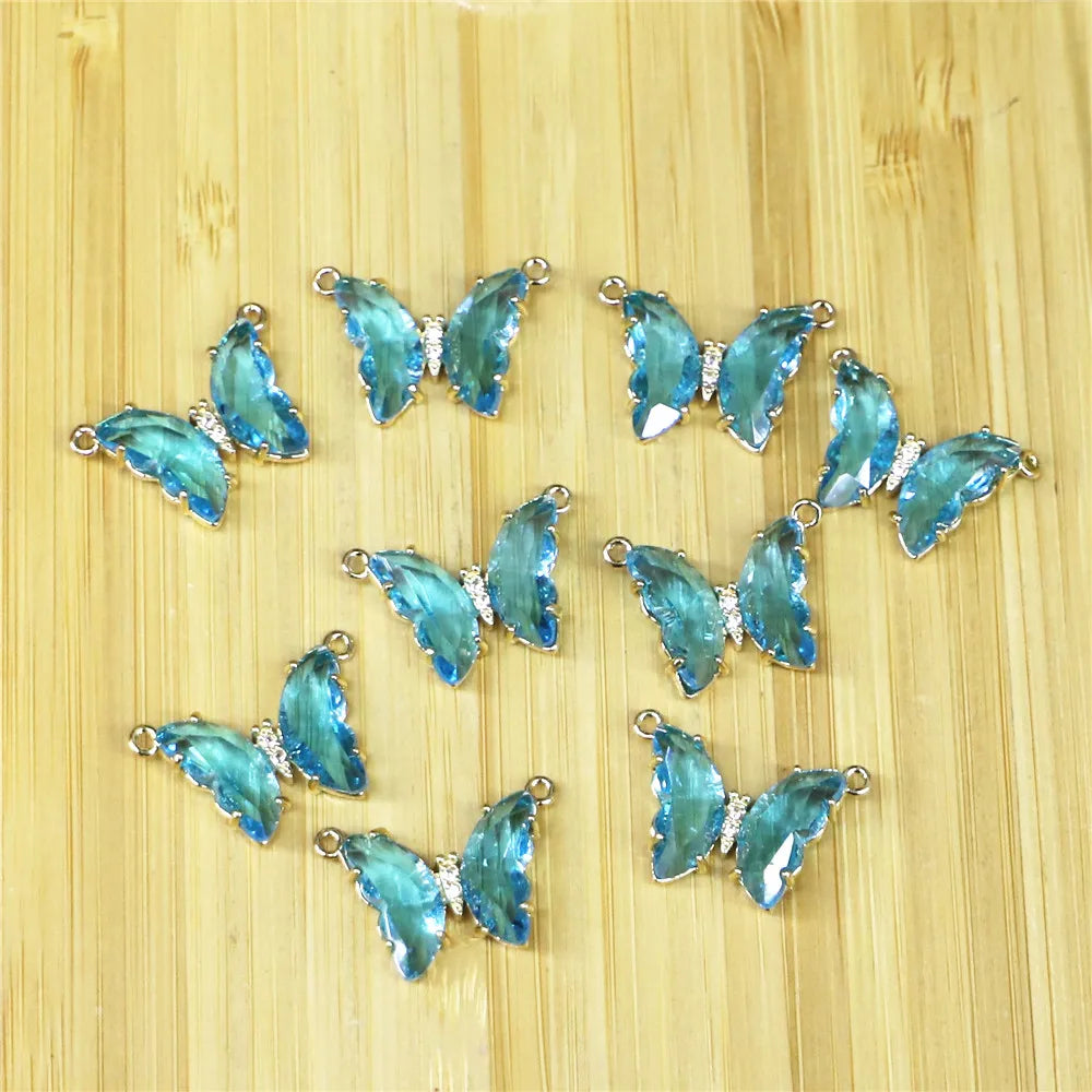 Colorful Glass Butterfly Pendant Necklace for Women Wedding Jewelry