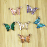 Colorful Glass Butterfly Pendant Necklace for Women Wedding Jewelry