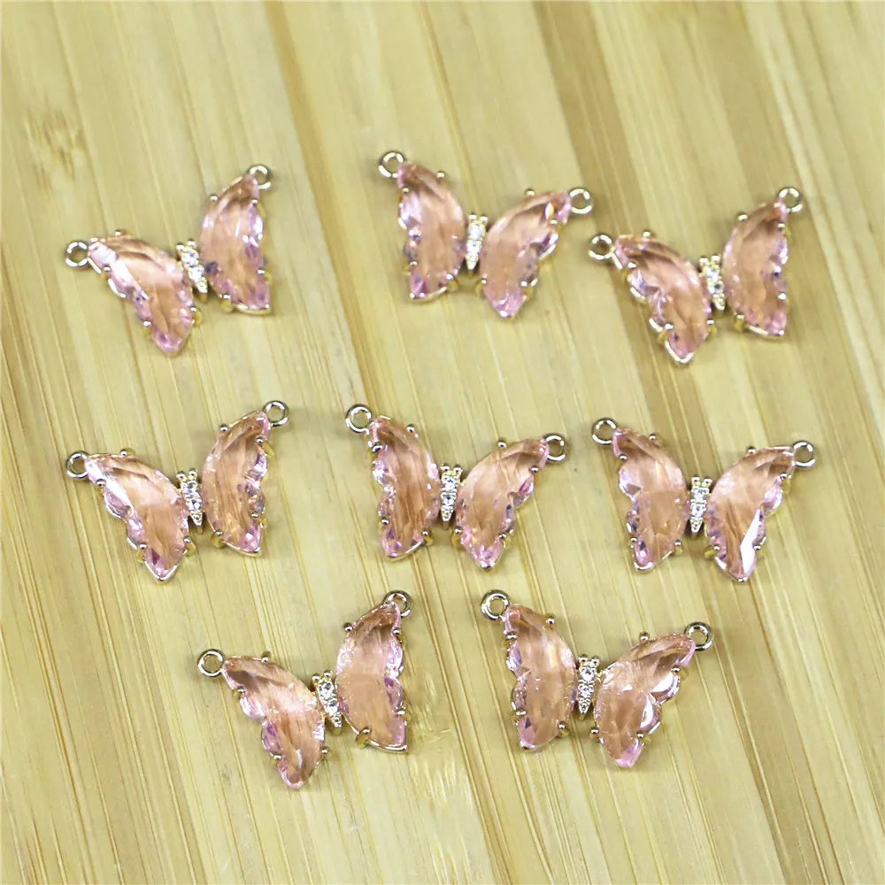 Colorful Glass Butterfly Pendant Necklace for Women Wedding Jewelry