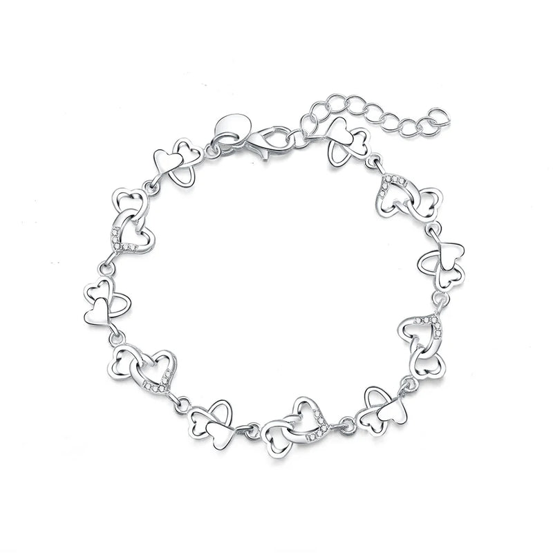 925 Sterling Silver Crystal Couple Lady Bracelet
