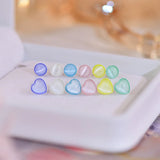 Colorful Rainbow Candy Opal Earring Heart Circle Stud Earrings